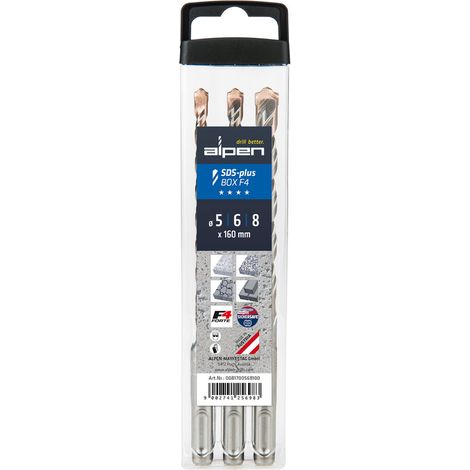 ALPEN 9084058 Estuche Brocas SDS Plus F4 (3 Piezas) Ø 5/6/8 mm