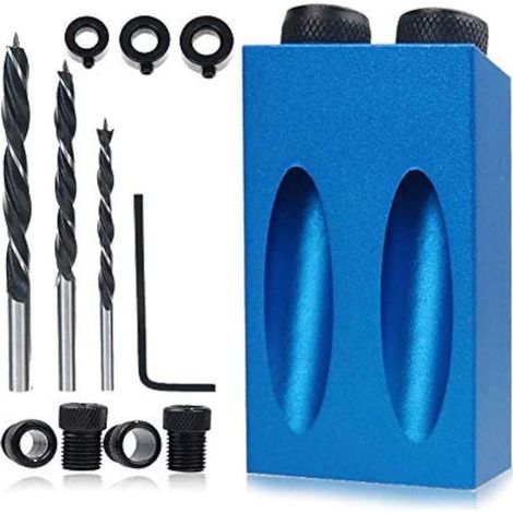 Kit de gabarit de perçage biseauté de 14 pièces pour le perçage d'angle et le positionnement des coins dans le travail du bois (1/5)