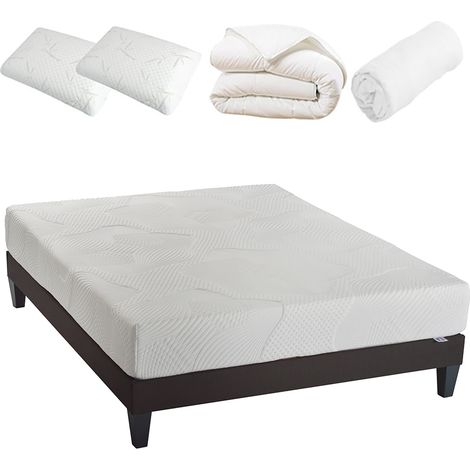 OLYMPE LITERIE Pack Prêt à dormir OSLO 180x200 cm Matelas Mémoire de forme + Sommier + Accessoires (1/5)
