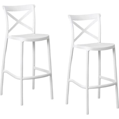 Barhocker 2er Set weiss sprint Kunststoff h 75cm