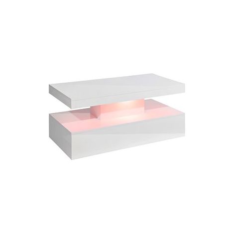 MMT White Gloss Tiffany Coffee Table with LED RGB remote control Light 100cm x 50cm x 39cm rectangle coffee table -