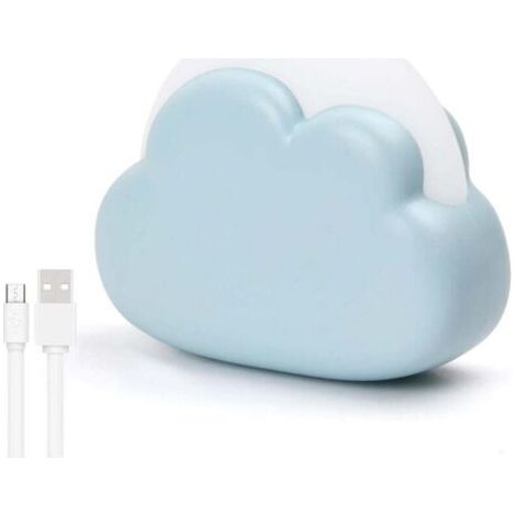 Veilleuse Enfant Rechargeable, Plastique LED Veilleuse Bébé Nomade Nuage, 4 Modes Lampe de Nuit Portable, Lampe de Chevet pour Chambre Enfant, Cadeau Naissance pour Fille Garçon (Bleu) (1/4)