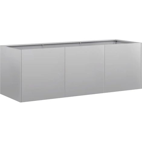 Jardinière rectangulaire moderne jardin terrasse 120 x 40 x 40 cm en acier galvanisé (1/5)