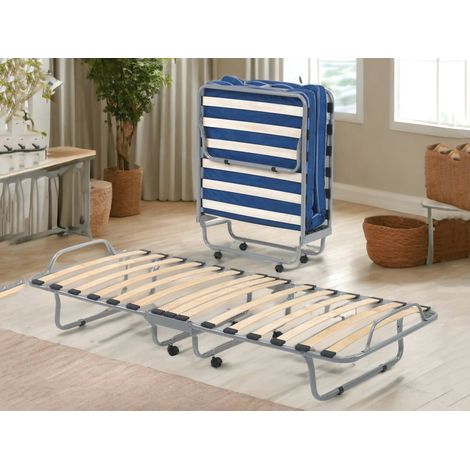 Talamo Italia Cama plegable Betta, Cuna ortopédica plegable individual, 100% Made in Italy, Cuna con funda de ecopiel, con colchón Cm 80x190 incluido, Blanco, con embalaje reforzado (1/4)