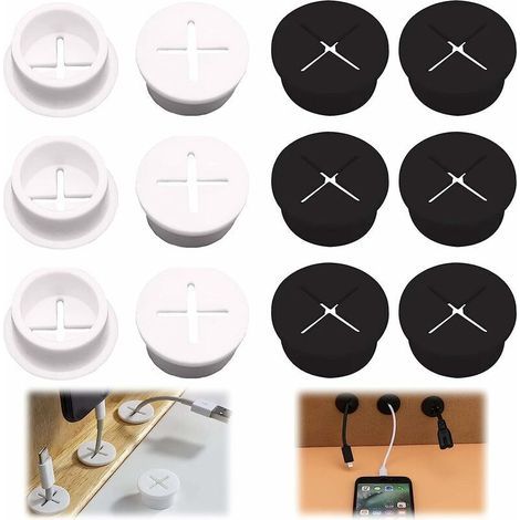 Couvercle du Trou du Câble Caoutchouc 12 Pcs Œillets en Caoutchouc Flexibles Passe Câbles Bureau Ronds Blanc Oeillet De Cordon Fil Passage De Câble Petit pour Table d'Armoire De Téléphone Portable (1/5)