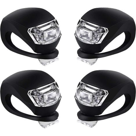 Fahrradbeleuchtung vorne und hinten, Silikon-LED-Fahrradbeleuchtungsset, wasserdichtes Fahrrad-Scheinwerfer- und Rücklicht-4pcs Black