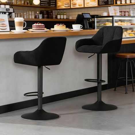 Sillas altas giratorias de chenilla y metal 2 uds OKMYHOME (1/5)