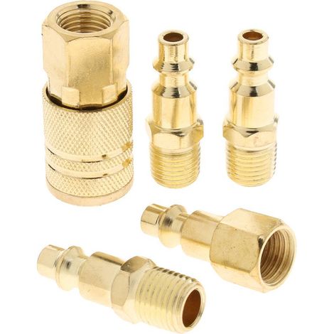 Set Attacco Rapido Aria Compressa Per Tubo Dell'Aria 5pz 1/4'' Maschio Femmina (1/5)