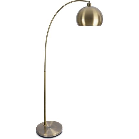 Lámpara de pie Relaxdays, metal, E27, salón y dormitorio, 180 x 92 x 35 cm, lámpara arqueada, dorada. (1/5)