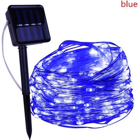 1 pièce guirlande solaire extérieur, étanche LED bleue 5 m avec 50 ampoules, éclairage décoratif jardin et terrasse