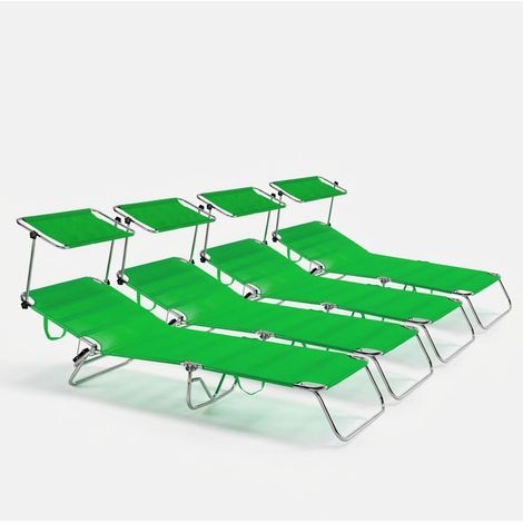 4 tumbonas hamacas de mar de aluminio plegable Cancun - Verde