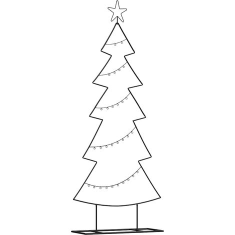 Arbre de Noël Sapin de Noël en métal avec support Noir 150 cm Acier (1/5)