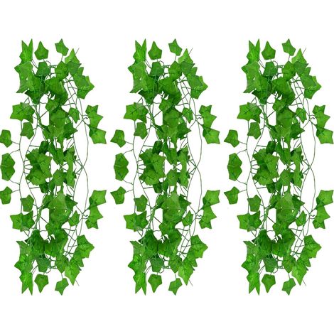 Guirlande Lierre Artificiel,Lot de 3 Lianes 210 cm,Plante Artificielle Tombante/Suspendue,Feuillage Artificiel,Déco Chambre,Déco Mariage,Murale,Intérieur/Extérieur Abrité (1/5)