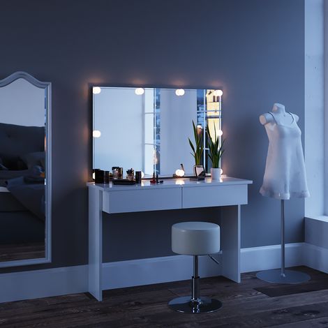 Schminktisch Azur, Weiß, 120 cm mit Hocker, Vicco