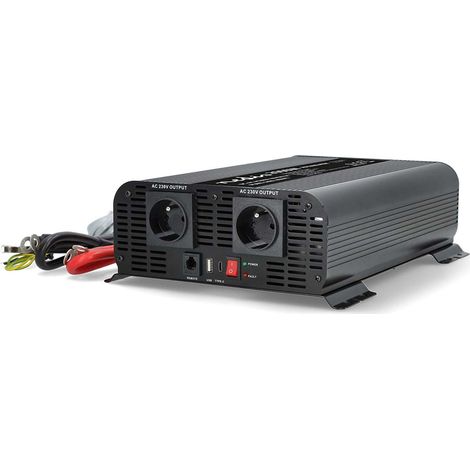 Convertisseur de tension pur sinus Tension d'entrée: 24 V DC Connexion (s) de sortie d'alimentation de l'appareil: Type E (CEE 7/5) / USB-A / 1x USB-C™ 230 V AC 50 Hz 2000 W Puissance de sortie maxima