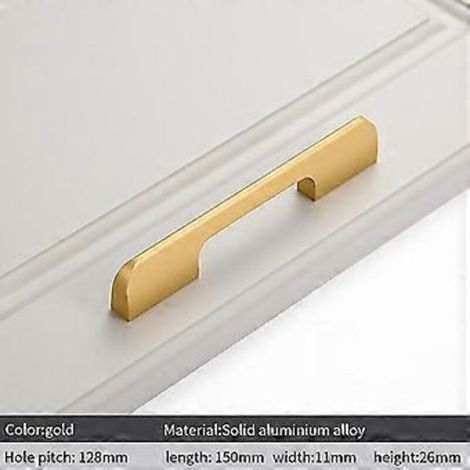 Poignée De Porte - Alliage D'aluminium - Noir Et Or - Style Nordique Minimaliste - Pour Cuisine Placards Tiroirs - 96 Mm - Lot De 2