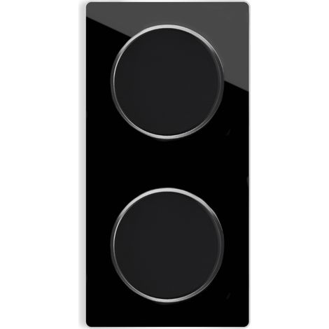 2x Lichtschalter mit Glas-Abdeckrahmen 2fach senkrecht - schwarz (1/4)