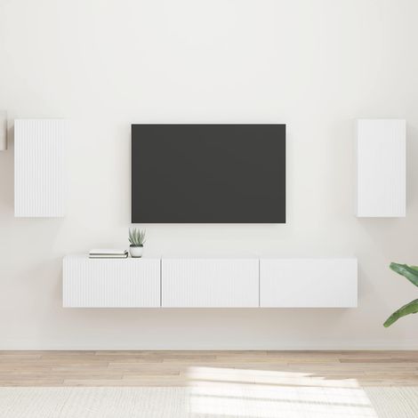 TV-Schrankset Wandmontiert 5 pcs Weiß Holzwerkstoff