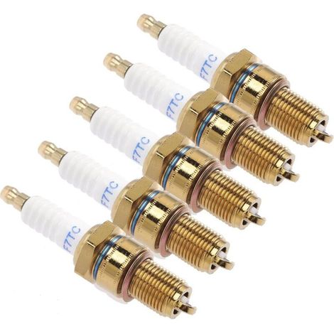 Lot de 5 Bougies d'Allumage F7Tc Plaquées Or pour Générateur Tondeuse Tracteur et Micro-Rotavateur Bougies Anti-Encrassement Haute Performance Pièces de Rechange pour Moteur 4 (1/5)