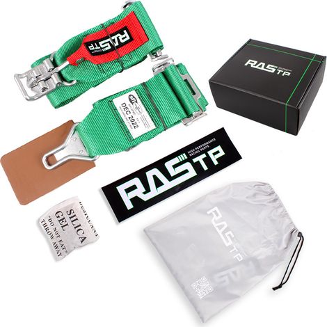 SFI Certified Car Modification Accessories Bumper Car Racing Belt, Two-Point Go-Kart Simple Seatbelt - High Strength Polyester, Two-Point - Green