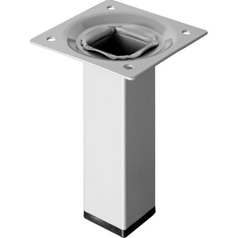Pied De Meuble Carré Fixe Acier Époxy Gris, 10 Cm