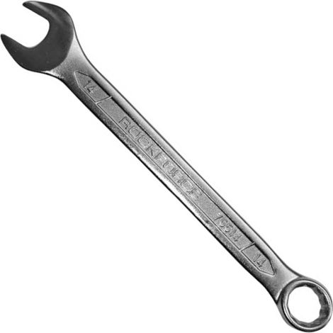 Llave de boca fija de 14 mm de largo y 180 mm de longitud, fabricada en acero al cromo-vanadio (Cr-V). (1/5)