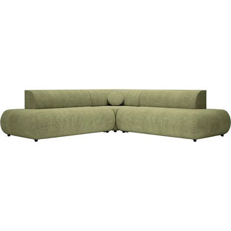 LEVI - Canapé panoramique convertible tissu lisse 5 places Vert Gauche (1/5)