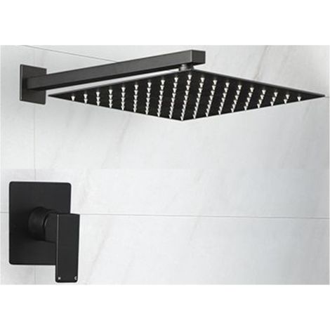 Milano Preto 1 Outlet Manual Mixer Shower Valve with 300mm Wall Mounted Square Rainfall Shower Head