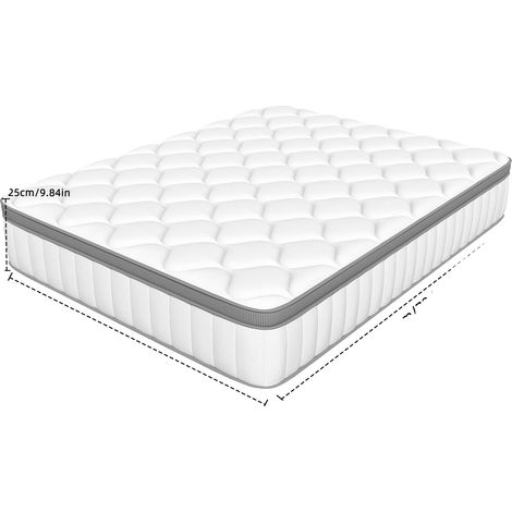 Matelas, Noyau à Ressorts Ensachés, Support 7 Zones, Blanc, 14020025CM, BLANC (1/2)