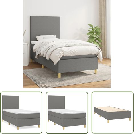 The Living Store Boxspringbett mit Matratze Dunkelgrau 90x190 cm Stoff - Boxspringbett - Doppelbett - Bettenrahmen - Schlafsystem - Matratze (1/5)