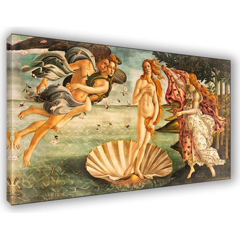 Lupia - Quadro su Tela il Meglio dell'Arte, 45x75 cm LA NASCITA DI VENERE - BOTTICELLI, Riproduzione d'Arte su Tela, Montato su Telaio in Legno 3 cm, Made in Italy (1/4)