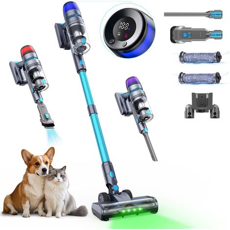 Aspirateur balai sans fil 650 W haute puissance, aspiration jusqu'à 75 kPa, écran LED couleur, mode automatique et conception autoportante (1/5)