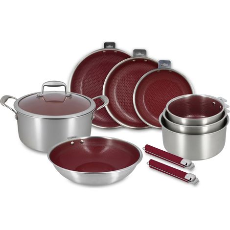 Batterie de cuisine 8 pièces en acier inoxydable avec 2 poignées, AGLAE (1/4)