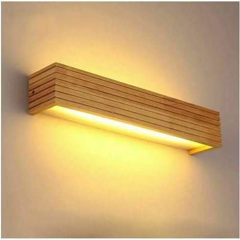 Applique Murale - LED - Bois - 45 cm - 12 W - Lumière Chaude - Pour Salle De Bain Cuisine Chambre Salon Couloir - 1 Pièce (1/5)