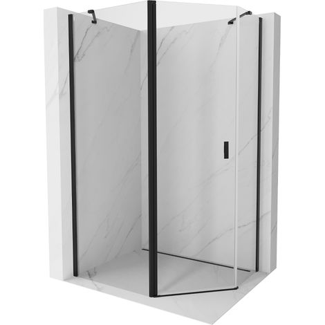 Cabine de douche asymétrique pentagonale Mexen Mist 100 x 90 cm, transparente, noire - 8A8-100-090-70-00 (1/5)