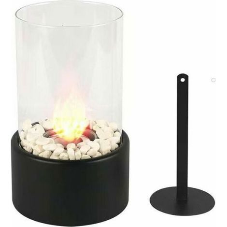 1 Cheminée bioéthanol, Noir, Verre trempé, Autonomie 45-60 min, Intérieur (1/4)