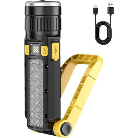 Camping lampe de poche lampe de poche lumineuse, USB rechargeable LED écran de batterie imperméable pour panne Patio Tente Tempête Festival Pêche de nuit (1/5)