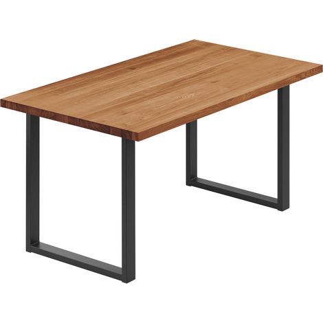 LAMO Manufaktur Esstisch Küchentisch, 100x60x76 cm (AxBxH), Loft, Dunkel / Schwarz, LOG-01-A-004-9005L (1/5)