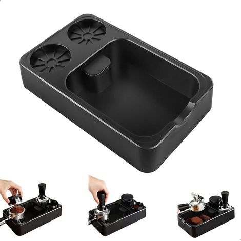 Knock Box Kaffee, Kaffeesatzschale, Kaffeesatzbehälter für Barista-Station-Sets, Zubehör, Barista-Café-Set, 4 rutschfeste Füße, Schwarz (1/5)