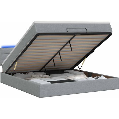 Maison Exclusive - Lit coffre avec matelas et LED Gris clair 140 x 190 cm Tissu (1/5)