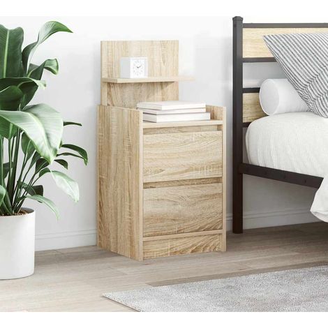 Mesillas de noche con 2 cajones 2 uds-Mesita de noche-Mesapara Dormitorio roble Sonoma 38x34x80 cm (1/5)