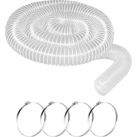 Tuyau d'aspiration de poussière en PVC avec deux raccords de 12 pouces, d'une longueur de 10 pieds, compatible avec les systèmes d'aspiration de poussière et les tuyaux d'extraction de fumée en PVC. (1/5)