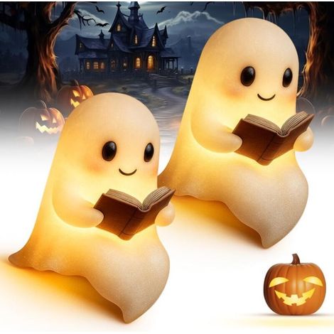 Halloween Decoration Veilleuse Enfant, Décoration D'Halloween 3D Fantôme Assis, petite Veilleuse LED (Petit+Grand) (1/5)