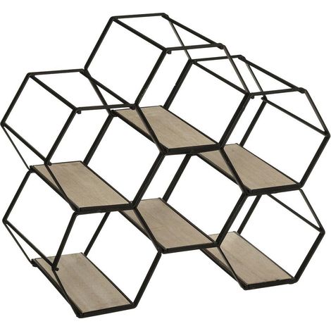Flaschenhalter - 6 Flaschen Arty - Metall und Holz - schwarz - 26x29 -5 cm (1/2)