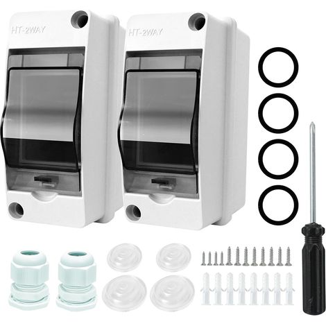 Coffret Electrique Etanche, Boîte Etanche Electrique Exterieur IP65, 1 Rangée de 2 Modules, Tableau Electrique Etanche adaptée aux Jardins Extérieurs, Fermes, Bornes de Recharge (1/5)