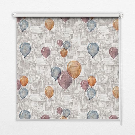 Tenda a Rullo Interna per Finestra - Tenda Filtrante Luce - Tenda Privacy - Tenda Decorativa Rettangolare - Rullo per Interni - (90 cm x 180 cm) - Palloncini (1/5)