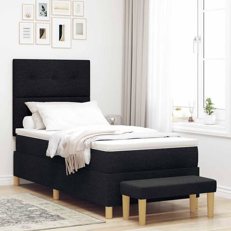 vidaXL Boxspringbett mit Kopfteil Schwarz 190 x 90 cm Stoff (1/5)