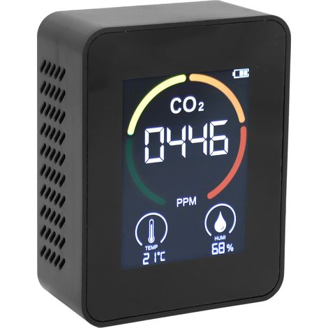 Testeur de qualité de l'air portable et polyvalent avec affichage couleur, capteur de CO2, de température et d'humidité, pour la maison, les centres commerciaux, les bureaux et les hôtels. (1/5)