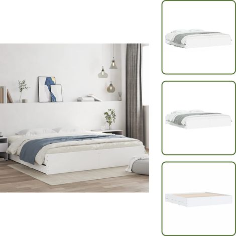 Cadre de lit avec tiroirs sans matelas blanc 180x200 cm - Cadre De Lit - Lit Double - Tiroir Lit - Lit Design - Meuble Chambre (1/5)