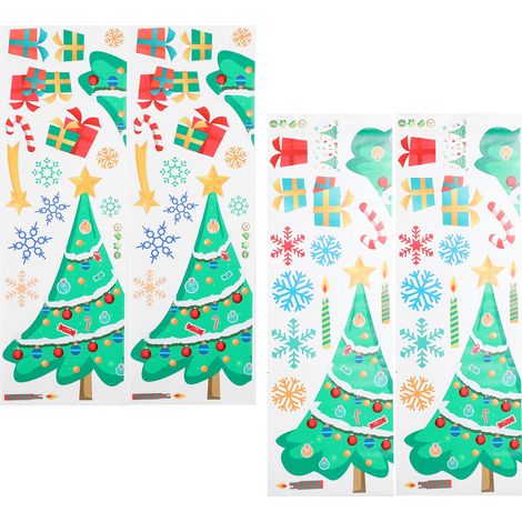 Lot de 2 stickers de Noël pour vitres, déco de fête amovible, ornements muraux Xmas, décorations saisonnières pour fenêtres et murs, adhésifs festifs réutilisables (1/5)